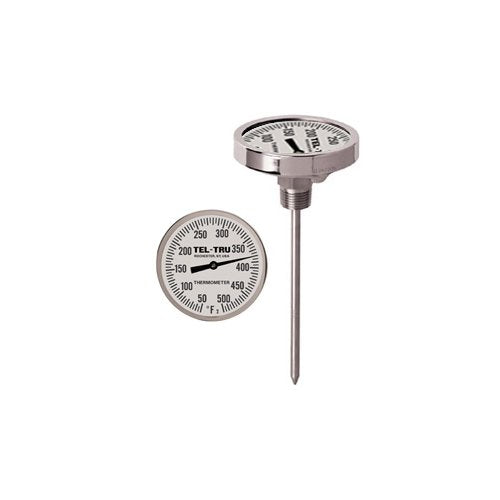 Tel-Tru UT300 Barbecue Thermometer, 3" Aluminum Dial, 6" Stem, 50/550°F - SKU: UT300