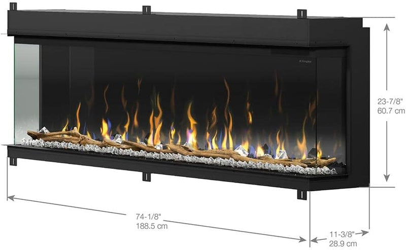 Dimplex IgniteXL Bold 74-in Built-in Linear Modern Electric Fireplace with Multiple Display Options, Multi-Colored Flames | XLF7417-XD