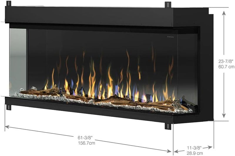 Dimplex IgniteXL Bold 60-in Built-in Linear Modern Electric Fireplace with Multiple Display Options, Multi-Colored Flames | with Crystals and Driftwood Logset, Model: XLF6017-XD | SKU: XLF6017-XD