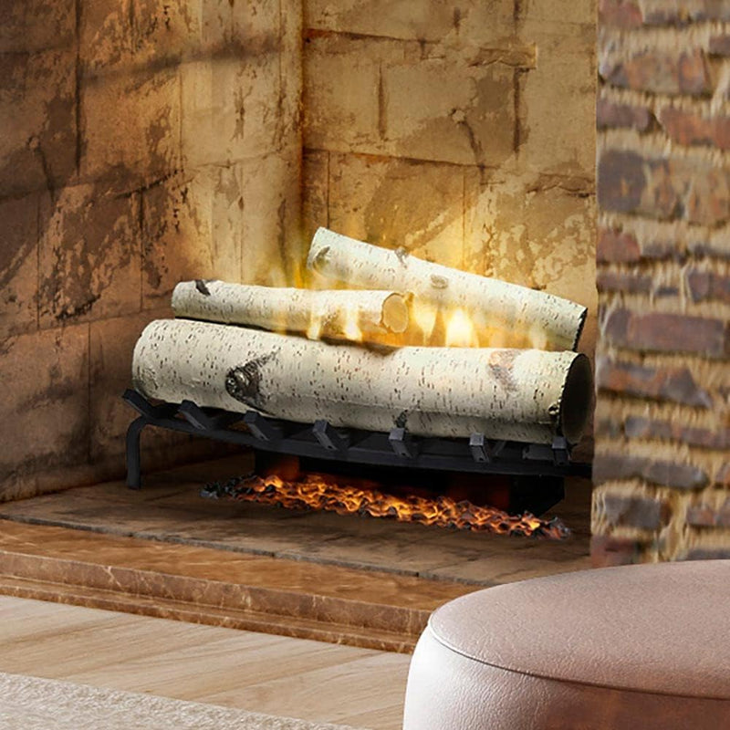 Dimplex X-RLG25BR Electric Fireplace: Birch Log Insert + Ash Mat (SKU: RLG25BR)