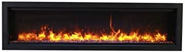 Amantii SYM-60-BESPOKE Symmetry Series Bespoke 60-Inch Built-in Electric Fireplace with Remote, Ember Media, Black Steel