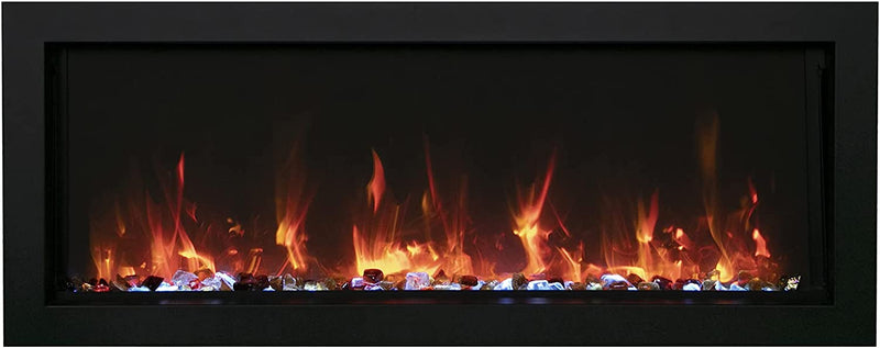 Amantii BI-40-XTRASLIM Panorama 40-Inch Extra Slim Built-in Electric Fireplace, Black Steel