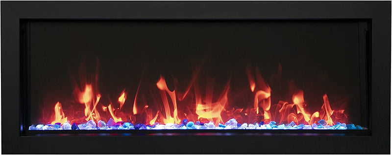 Amantii BI-60-XTRASLIM 60-Inch Slim Built-in Electric Fireplace with Remote, Black Steel