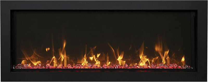 Amantii BI-60-XTRASLIM 60-Inch Slim Built-in Electric Fireplace with Remote, Black Steel