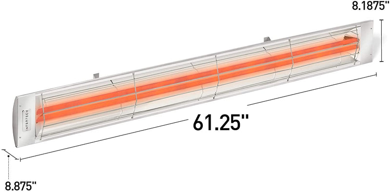 Infratech Stainless Steel 61.25” Dual Element Fixture 6000 Watt, 240 Volt, Stainless Steel - CD-6024 SS