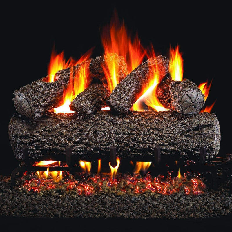 Peterson Real Fyre 24-Inch Post Oak Log Set With Vented Natural Gas G45 Burner - Match Light
