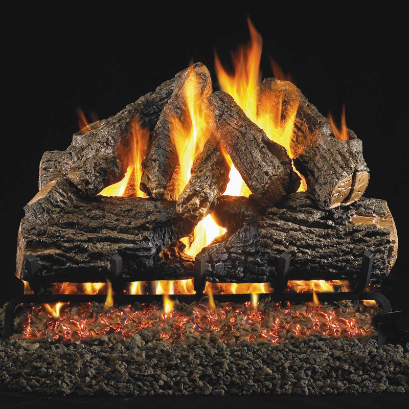 Peterson Real Fyre Charred Oak Log Set With Vented Natural Gas G45 Burner - 18" and 24" Options - Match Light