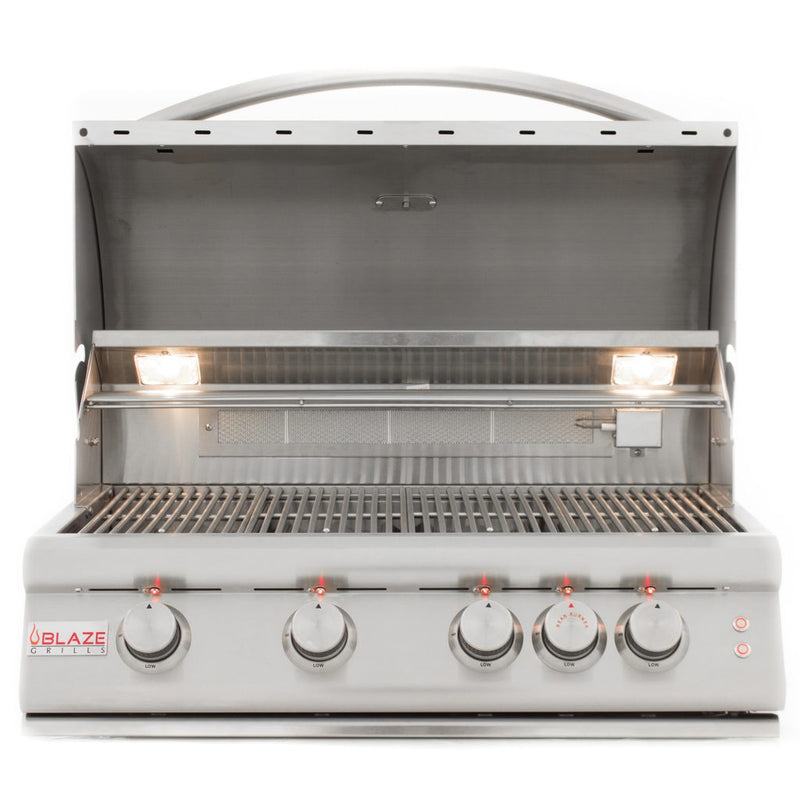 Blaze Premium LTE 32-Inch 4-Burner Built-in Natural Gas Grill with Rear Infrared Burner & Grill Lights - BLZ-4LTE2-NG