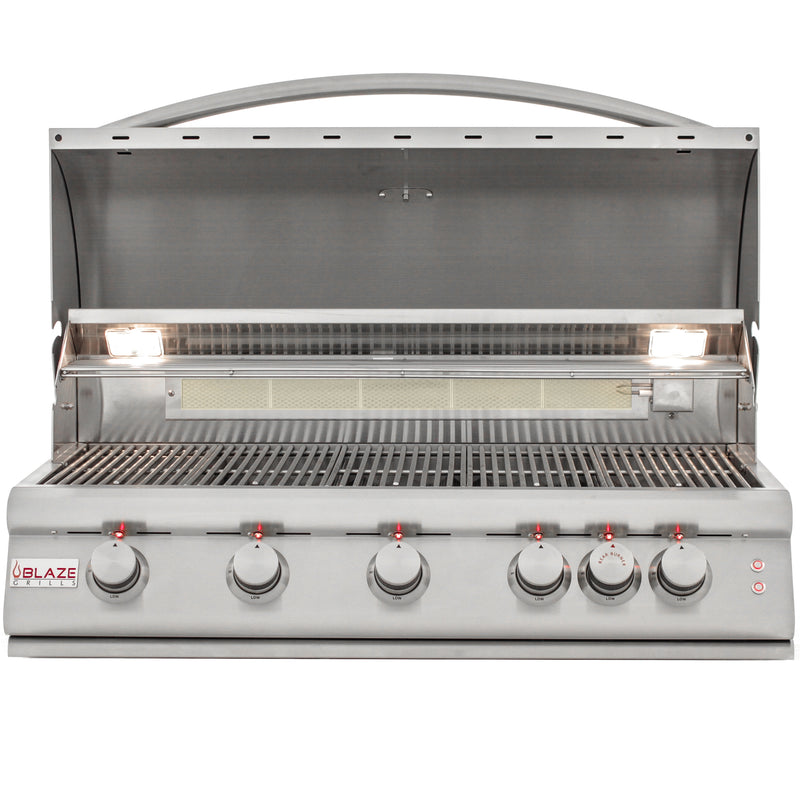 Blaze 40" Premium LTE 5-Burner Built-in Natural Gas Grill with Rear Infrared Burner & Grill Lights - BLZ-5LTE2-NG