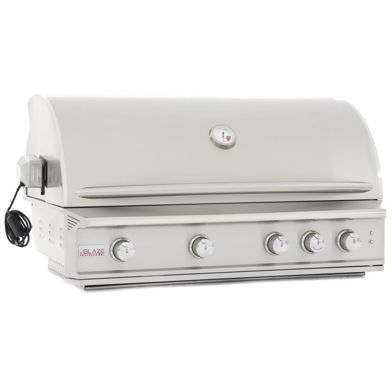 Blaze 44" 4-Burner Built-In Grill with 1050 sq. in.; 72,000 BTU + 10k BTU Rotiiss Burner - NG