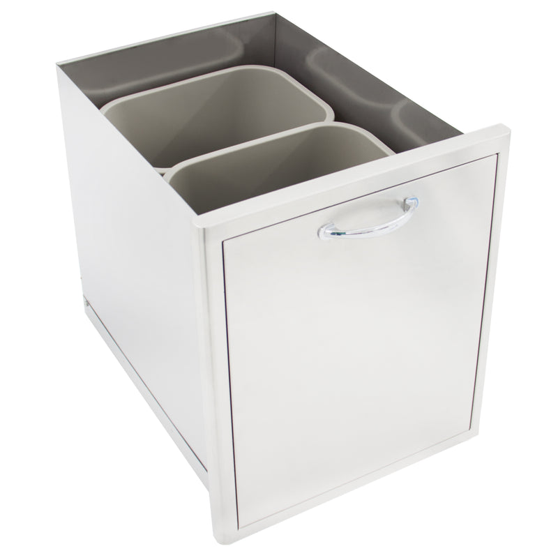 Blaze 20" Roll-Out Stainless Steel Double Trash/Recycling Bin - BLZ-TREC-DRW