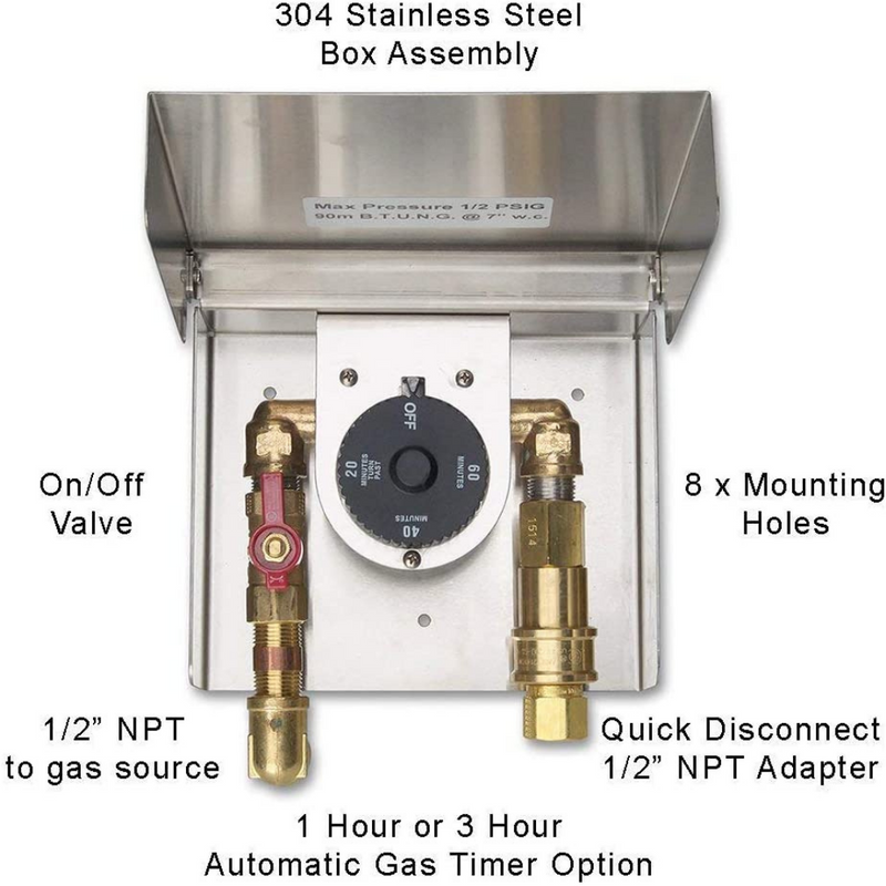 Fire Magic Grills Gas Connection Box with Quick Disconnect & 1 Hour Timer