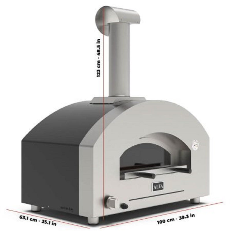 ALFA Futuro Gas Pizza Oven, Silver Black, FXFT-2P-MSB-U