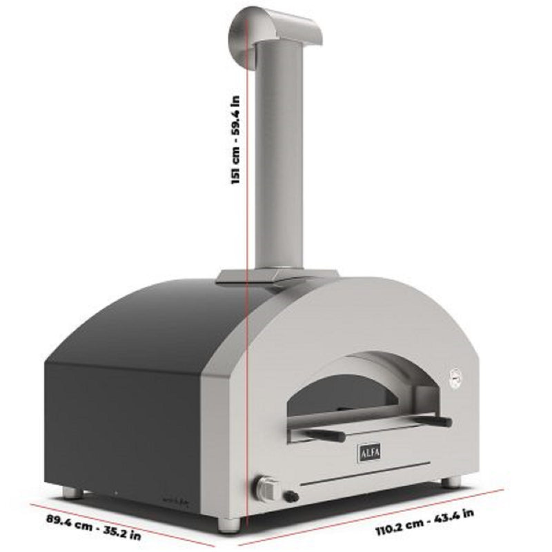 ALFA Futuro Gas Pizza Oven, Silver Black, FXFT-2P-MSB-U