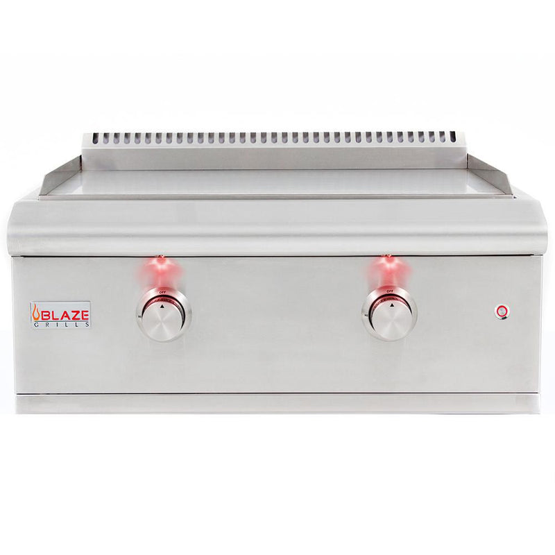 Blaze 30" 2-Burner BUILT-IN GRIDDLE with 495 sq. in.; 36,000 BTU with RED ILLUM. KNOBS - BLZ-GRIDDLE-LTE-NG