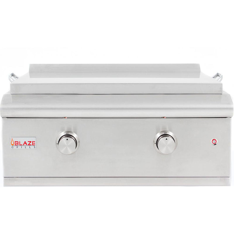 Blaze 30" 2-Burner BUILT-IN GRIDDLE with 495 sq. in.; 36,000 BTU with RED ILLUM. KNOBS - BLZ-GRIDDLE-LTE-NG